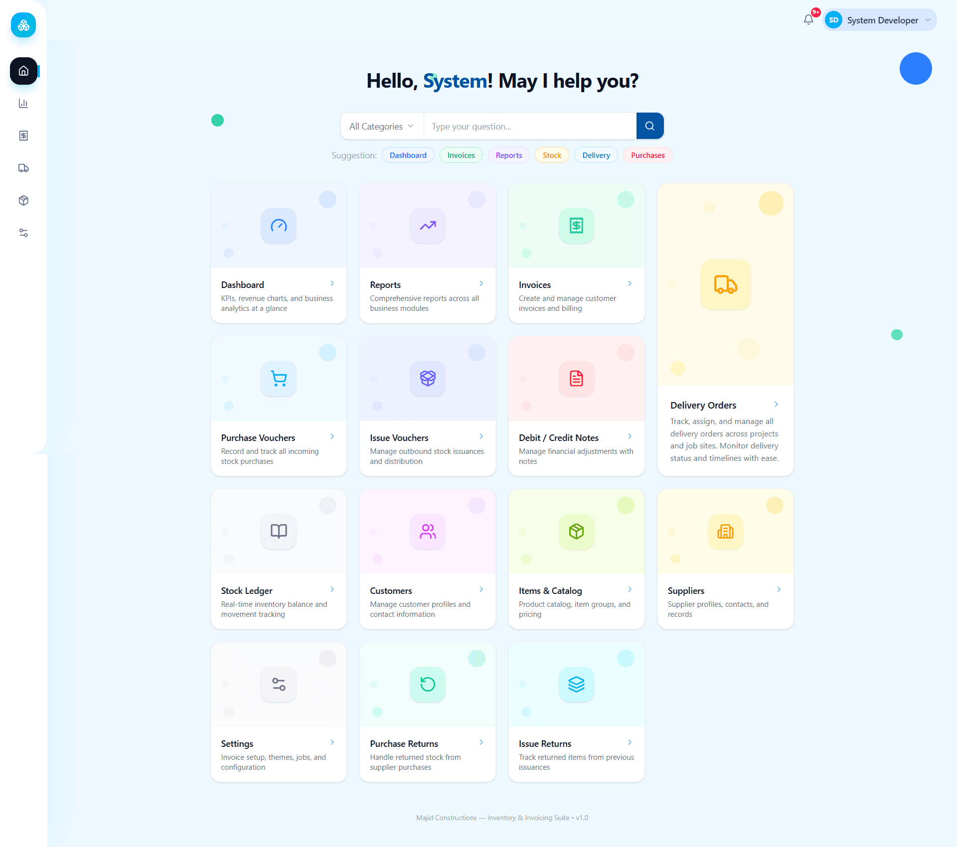 Majid Constructions — Inventory & Invoicing Suite